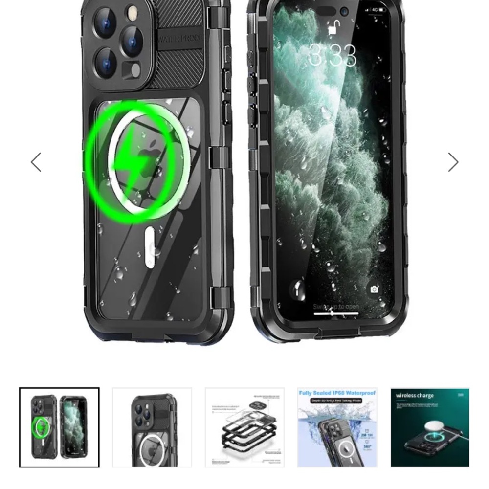 Black Waterproof Phone Case with Wireless Charging iPhone 16